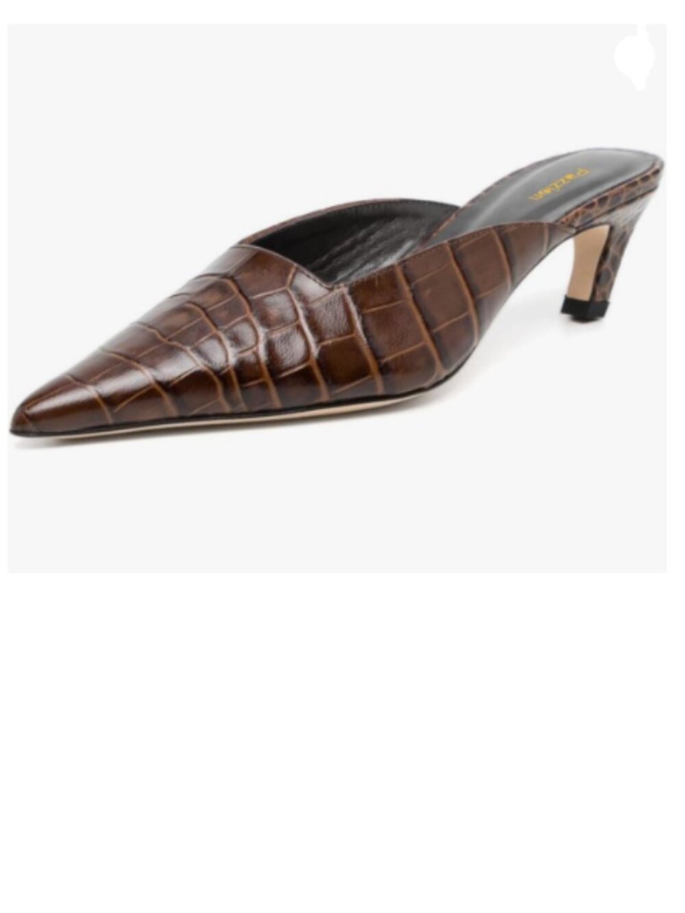 Pazzion Brown Crocodile Pointy Toe Low Heel Mules Slip On Kitten Heels Clog